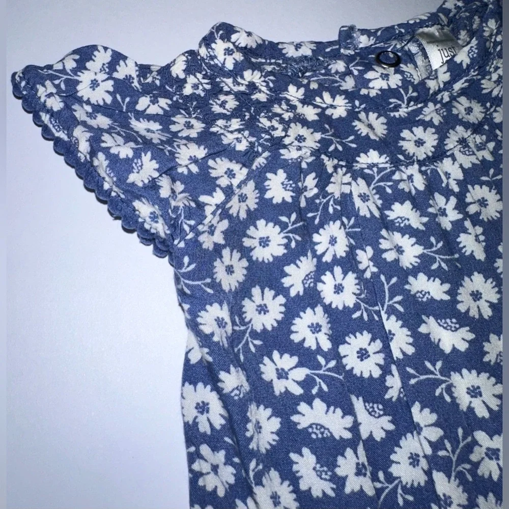 Carter's Just One You Baby Girls‎ Blue Floral 1pc Cap Sleeve Jumpsuit Size NB